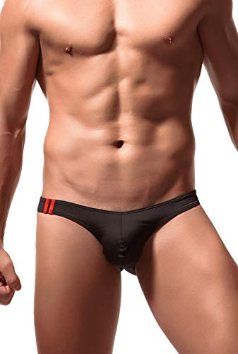 Newsywell Homme Micro Elasthane Japonais Bulge Triangle Bikinis Low Rise Briefs Élastique Slip Underwear Noir Grand