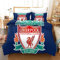 BEDSERG Blauer Liverpooler Fußball 3D Bettbezug 100% Mikrofaser 135x200 cm 3-teilig Bettwäsche-Sets Enthält 2 Kissen 80x80cm Geeignet für Kinder und Erwachsene