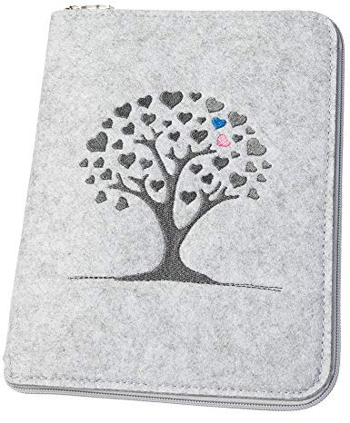 luxdag Mom's Organizer A5 mit Reißverschluss aus Filz (Farbe & Motiv wählbar) - Hülle für Mutterpass, U-Heft, Ultraschallbilder & Impfpass - Geschenk für werdende Mütter