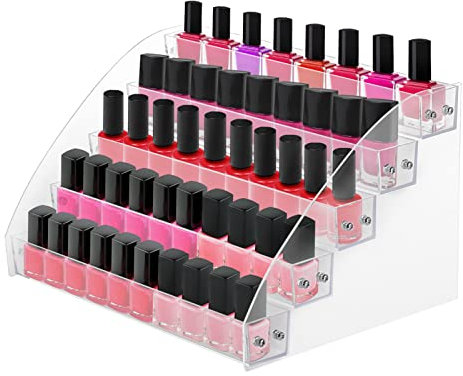 Ejoyous Nail Polish Organiser, Acrylic Nail Polish Bottle Display Stand, Clear Essential Oil Paints Ink Holder Transparent Cosmetic Lipstick Nail Varnish Bottles Storage Rack Shelf