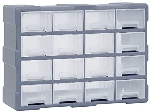 vidaXL Multi Schubladen Organizer 16 Schubladen Kleinteilemagazin Sortierkasten Sortierbox Sortimentsbox Sortimentskasten 52x16x37cm