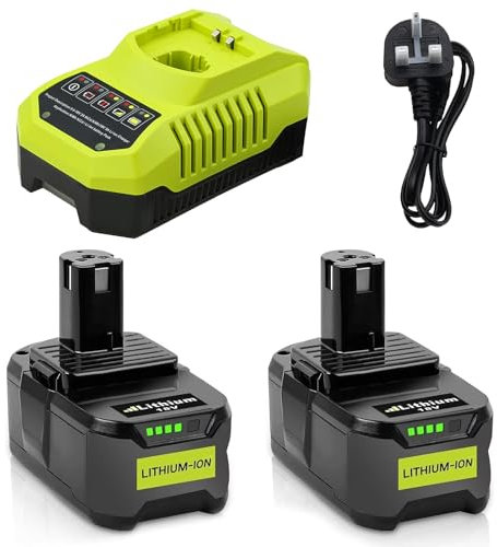 2pcs RB18L50 18V 5,5Ah replacement battery for Ryobi battery + 1pcs 9,6V-18V 3A for Ryobi Lithium-Ion & NI-Mh charger BCL14181H