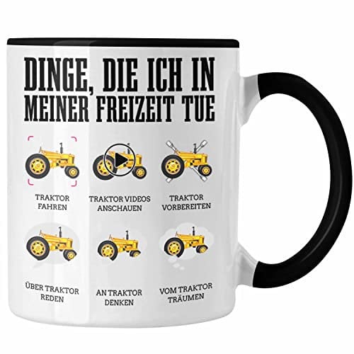 Trendation - Traktor Tasse Geschenk Bauer Landwirt Geschenkidee Traktor Fans (Schwarz)