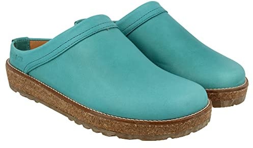 HAFLINGER Travel-Classic Eleganter Clog aus Leder mit Gummisohle Türkis (Aqua 1193), Gr. 43