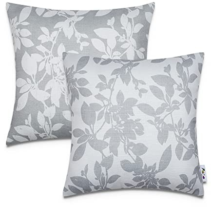 Paco Home 2er Set Kissenbezug 45x45 Dekokissen Kopfkissen Kissenhülle Wetterfest Mehrfarbig Zierkissenbezug Outdoor, Farbe:Anthrazit-Rosa, Sets:2pcs-Set
