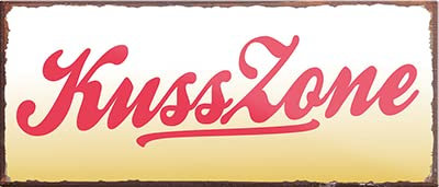 Magnet ''Kuss Zone'' 9,3x4cm Geschenk Lustige Sprüche Feier Vintage Retro Geburtstag Deko Party Überraschung Fan Sex Anzüglich Zweideutig Romantik Gefühle
