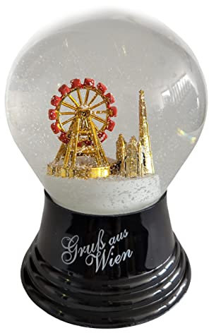 Schneekugel Echtglaskugel - Fast wie echter Schnee Motiv: Steffl & Riesenrad, 8 cm