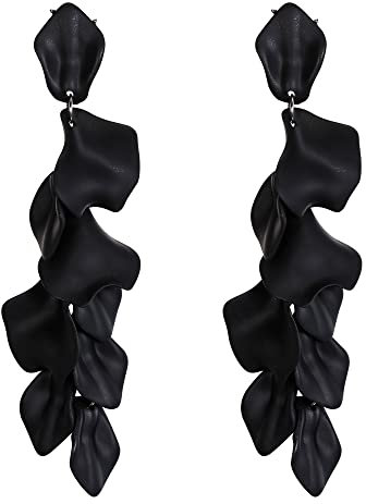 EVER FAITH Lange Blütenblatt Ohrringe für Damen Mädchen, Acryl Lavendel lila Rose Blume Statement Dangle Sommer Urlaub Schmuck