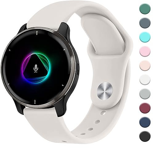Mugust Bracelet pour Garmin Venu/Venu 2 Plus/Sq/Sq 2 Music - 20 mm - Bracelet de Rechange Classique en Silicone pour Homme et Femme - Lumière Étoilée