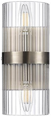 Globe Lampe murale électrique 65000046, 2 points de lumière, laiton mat, verre cannelé, accessoire E12, appliques murales pour salon, décoration de la maison, éclairage