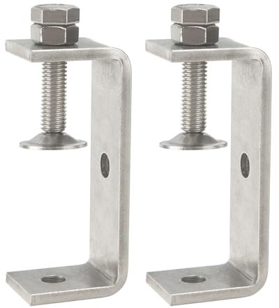 Foxwake Stainless Steel C Clamps 3.2In for Mounting, Heavy Duty Metal U Clamp for Metal Working Small Desk Clamp with Stable Wide Jaw Opening & Protective Pads/I-Beam Design (2pcs)