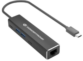 Conceptronic ABBY14B 2,5G Ethernet USB 3.2 Gen 1 Adapter mit USB-Hub, 2,5GbE, USB-A x 2, USB-C x 2