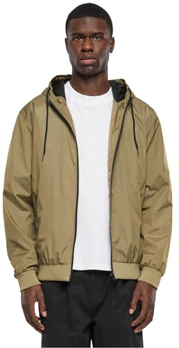 Urban Classics Herren Jacke Contrast Windrunner, winddichte Übergangsjacke mit Kapuze, Reißverschluss, Regular Fit, Khaki/black, XXL