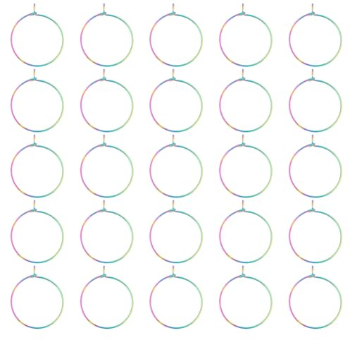 UNICRAFTALE 40 pcs Arc-en-Ciel Verre à Vin Breloque Anneaux Acier Inoxydable Perles Créoles Boucle D'Oreille 25mm Dangle Créoles Boucles D'Oreilles Fabrication de Bijoux de Mariage Fête D'Anniversaire