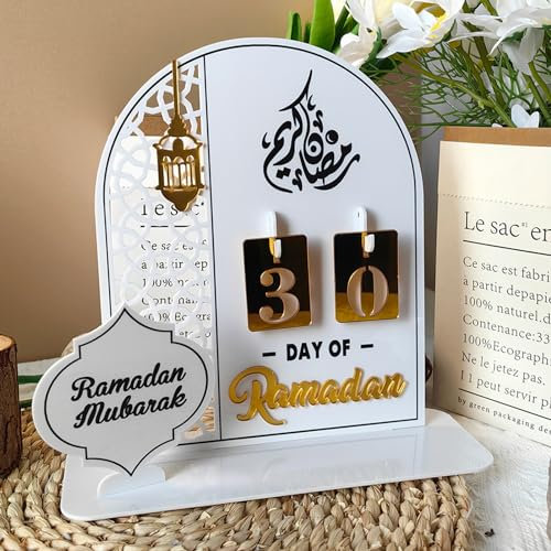 Ramadan Kalender, Eid Mubarak Dekoration DIY Ramadan Dekoration Aus Holz, Ramadan Kalender Kinder, Countdown-kalender Ornament Gebet Ramadan Mubarak Deko Wohnzimmer Ramadan Geschenke für Kinder