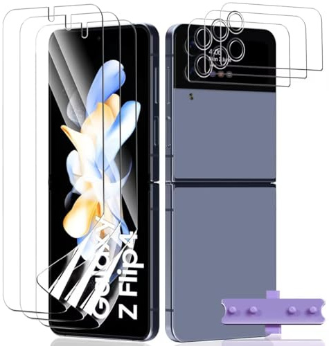 Teenrpov [3+3 Piezas TPU Protector de Pantalla para Samsung Galaxy Z Flip 4 + Galaxy Z Flip 4 Protector de Lente cámara, HD, Resistente a Arañazos, para Samsung Galaxy Z Flip 4 Protector Pantalla