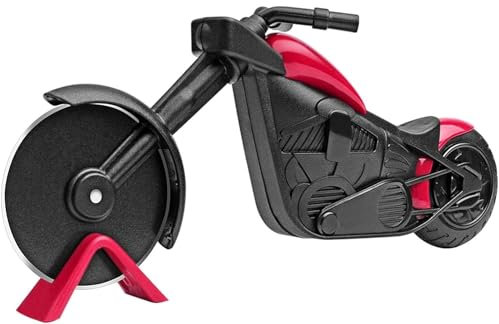 QHFlashbuy Moto Roulettes à Pizza,Roulette Pizza en Acier Inoxydable,Coupe Pizza,Découpe Pizza Décoration Cadeau Créatif,pour Coupe de Tarte,Gâteaus,Gaufres 21,5 * 8,5 cm