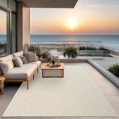 the carpet Kansas - robuster In- und Outdoor Teppich im natürlichen Jute-Look, wetterfest, geeignet für Terrasse und Garten, Creme, ca. 80 x 150 cm