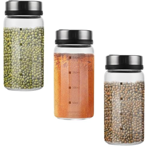 ZOFUN 3 Stück Gewürzgläser mit Drehdecke, 200ml Gewürzdosen aus Borosilikatglas, Glas Gewürzstreuer, Salz und Pfefferstreuer, Gewürzdosen mit Gewürzlöcher für Küche, Grillen im Freien, Kochkunst