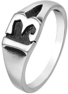 FUSHENGTER Ring Herren Ringe Männer Fingerring Damen Biker Ring Ehering Klassischer einzigartiger Glückszahlenring für Männer, modischer Punk-Ring mit der Zahl 13 und Alphabet für Frauen, Geschenk