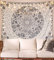 Neasow Bohemian Tapestry Wandbehang, Beige White Floral Tapestry mit Dotted Daisy Medallion Print Schlafzimmer Boho Hippie Home Decor (Beige, 90×120cm)