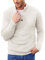 COOFANDY Mens Jumper Turtle Neck Jumper Knitted Polo Neck Jumpers Cable Knit Jumper Waffle Henley Pullover Sweaters Winter White M