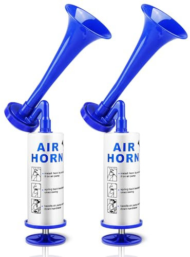 2 Pcs Tröte Stadion Laut Signal Horn, Air Horn, Signalhorn, Laut Sound Signalhorn Hand, Druckluftfanfare Tröte Fanfare Nebelhorn, Drucklufthorn Gashupe, Lufthorn Gaströte, (Blau)