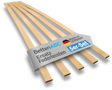 BettenABC – Ersatz Federholzleisten - 5er Set – Länge für 80 cm (780 mm) – Breite 24 mm – für viele gängige Lattenroste geeignet – Farbe Natur - hergestellt aus Schichtholz in Deutschland