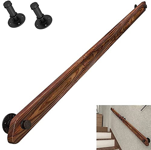 Treppenhandlauf, rustikales Industrieholzgeländer-Set, rutschfestes Holztreppengeländer, Zuhause an der Wand, Innenloft, Geländer für ältere Menschen, Handläufe, Korridor-Stützstange, 1 Fuß