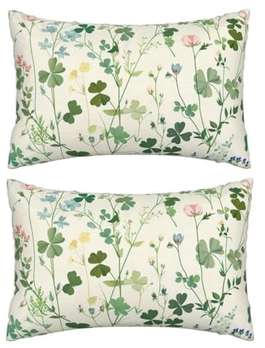 Kissenbezug 40 x 80 cm Floral Kissen, Sofakissen Atmungsaktiv Kopfkissenbezug Dekorative Kissenbezüge (2er Set) Kissenhülle mit ReißVerschluss Kissen für Couch Wohnzimmer Schlafzimmer Patchwork J276