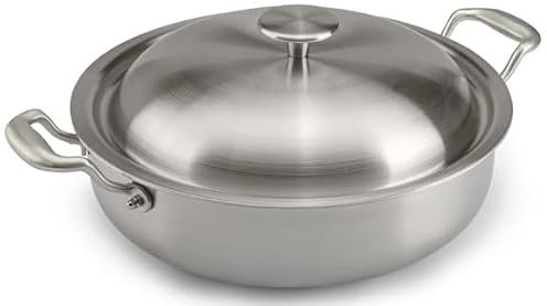 TRITANIA Tegame ø 30 cm x 8,5 cm con coperchio TRIPLY Titanium- Adatta a Tutti i Piani Cottura (a Gas, ad induzione, in vetroceramica, Elettrico)