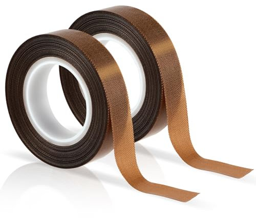 Lusofie 2 Piezas Cinta De Teflón 13mm X 10m Cinta Adhesiva Resistente al Calor Para Envasadoras al Vacío Resistente al Calor para Sellar Máquinas de Vacío Cinta de Teflón para Uso Industrial (Marrón)