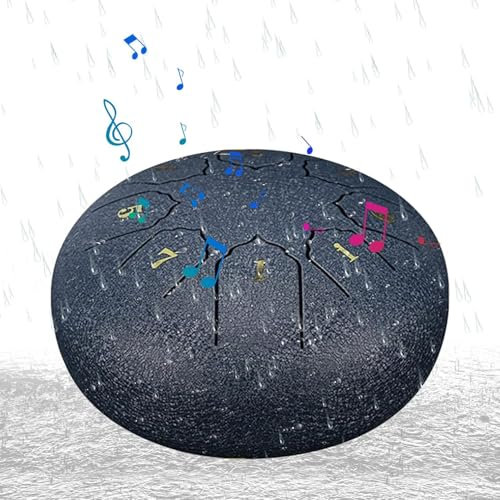 Rain Drum for Garden, 6 Inch 8 Notes Hand Drum, Steel Tongue Drum Rain Bell, Made of new carbon steel, Has natural sound harmonious resonance and synchronizes with natural rhythms