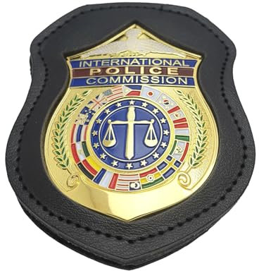 DOGOZ Insignia De Metal del Comité Internacional De Policía Insignia con Incrustaciones De Cuero Casete, Accesorio De Decoración del Traje