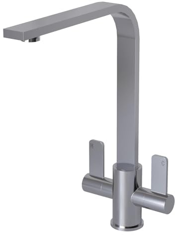 Liquida EB402CH Flat Style Modern Dual Lever Chrome Kitchen Mixer Tap