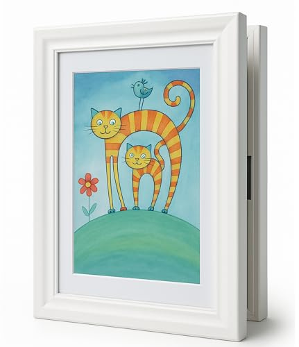 BUDYX. Cornice A4 profonda 3D con vetro.Cornice Porta disegni bambini Apertura e chiusura frontale magnetica. Per esporre, archiviare e proteggere le opere d'arte dei bambini. Verticale, orizzontale