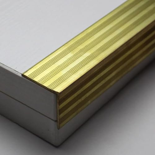 übergangsprofil Treppenkantenprofil aus Messing L-förmig, Rutschfeste Schutzabdeckung für Stufenkanten für Zuhause Schule Hotel, Einkaufszentrum Dekorative Treppenkantenleiste(25x25mm (0.98x0.98))