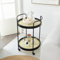 Glass Round Sofa Table Side Table with Storage Shelf, Living Room 2 Tiers Small Coffee End Table for Corner Bedroom Little Nightstand Beside Table Home Office