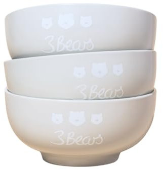 3Bears Frühstücks-Schale im matten Skandi-Look, Sand | 3x Porridge-Schüsseln für ein leckeres & schnelles Frühstück | Mit praktischer Markierung zum Abmessen für deine perfekte Hafermahlzeit