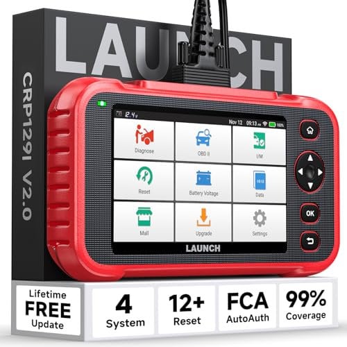 LAUNCH CRP129I V2.0 OBD2 Diagnosegerät, 4 System Diagnosegerät Auto mit 12 Reset, Motor Getriebe ABS SRS, Lifetime Fr-ee Update, ABS/SAS/Öl/BAT/DPF/TPMS Reset Auto VIN Diagnosegerät für Alle Fahrzeuge