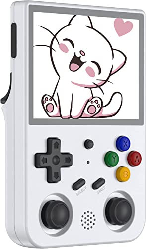 RG353V Handheld Spielkonsole, Dual OS Android 11 und Linux System, 16G+64G TF Karte RK3566 Chips Quad-Core 1.8GHz,Retro Konsole RG353V Unterstützung 5G WiFi 4.2 Bluetooth(weiß)