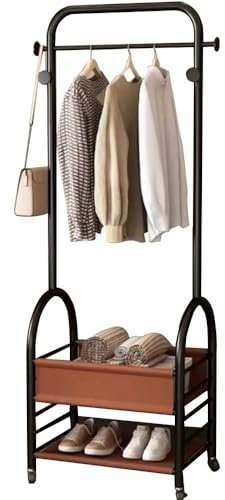 WWERTYY Garderobenständer aus Metall, Garderobenständer mit Schuhablage, Garderobenständer mit Haken, H 172 cm, stabil, Tragkraft 36 kg, industriell, freistehender Garderobenständer, für E