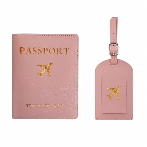 Bitcoraje Custodia per Passaporto con Etichetta per Bagaglio, Pelle Pu Custodia Passaporto Cover, Portapassassaporto per Portapassaporto Carte Di Credito, D'Identità e Documenti Di Viaggio, Rosa