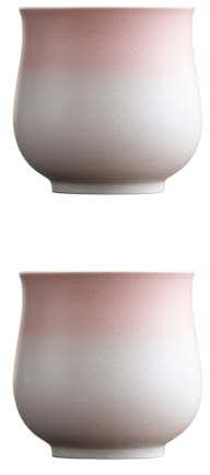 Dicmracy Espressotassen-Set aus Keramik, 118 ml, mehrfarbig, grifffreies Design für Zuhause und Café, spülmaschinenfeste Steingut-Tassen (Farbverlauf, Rosa, 2)