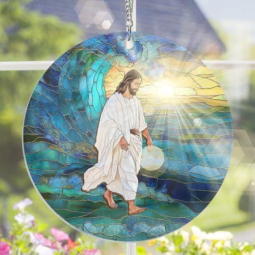 AXIARA Christliche Geschenke für Frauen Glaube – doppellagiger hängender Sonnenfänger 30,5 cm – religiöse, katholische Geschenke für Frauen, christliche, katholische und christliche Heimdekoration