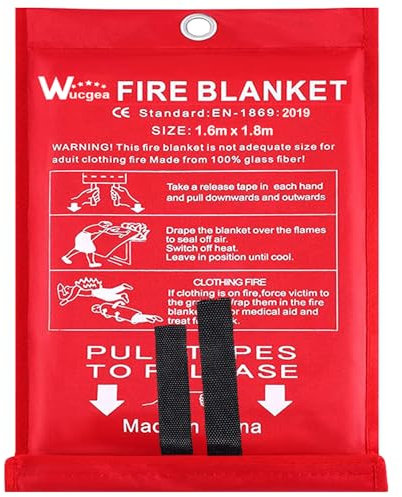 Manta ignífuga de Fibra de Emergencia - 1.6m x1.8m de Vidrio de Seguridad Manta ignífuga diseñada para Supervivencia en la Cocina, Chimenea, Barbacoa, Garaje, automóviles, almacén de Soldadura