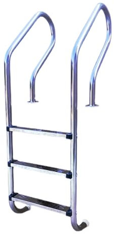 Échelle De Piscine Robuste en Acier Inoxydable 304, for Piscines Hors Sol, avec Rampes(3 Step)