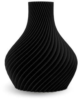 NATUMO Design 3D Vase Kunststoff „Bulba“– bruchsichere Blumenvase modern, Deko Vase mit skulpturaler Form (Schwarz, 18cm)