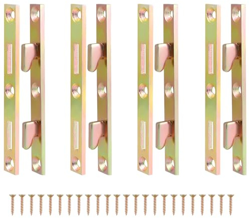 Sanbege 4 Pairs Bed Rail Fasteners with Screws, 5 Bed Frame Brackets, Heavy Duty Replacement Hardware for DIY Wood Furnitures