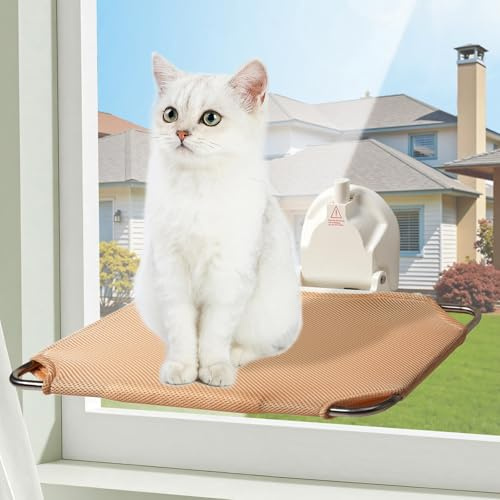 auvstar Fensterbrett Katze,Katzen Fensterliege,Katzenbett Fensterbank,Weich mit Wendebezug,Katzen Hängematte Fenster mit Großem Saugnäpfen Kann 25KG Halten,Verdicktem Stahlrahmen